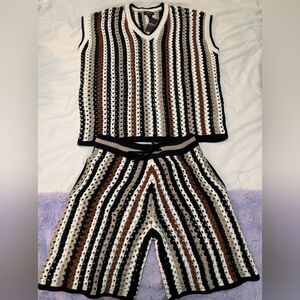 NWT MEN Striped Knit Sleeveless Top and Pants Set